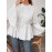 Plus Size - Women'S Elegant Solid Color Lace Trim Ruffle Sleeve Blouse - Plus Size Long Sleeve Round Neck Casual to Semi-Formal Shirt, Breathable Non-Stretch Fabric with Flared Bell Sleeves, Spring/Autumn Versatile Top for Everyday & Special Occasions, Easy-Care Durable Design, Spring Fashion, Autumn Outfit, Delicate Detailing, Lightweight Material, Stylish Shirt, Fashion Lovers, Office Wearers, Beautiful Blouse For Plus Size Women, Plus Size Women Clothes, Blouse Women