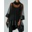 Plus Size, Women's Plus Size Elegant Blouse - Semi-Sheer Asymmetrical Shirt with Stack Neckline, Lightweight Chic Tops for Casual & Formal Events - Machine Washable Women's Clothing, Formal Attire, 3/4 Sleeve Design, Delicate Fabric