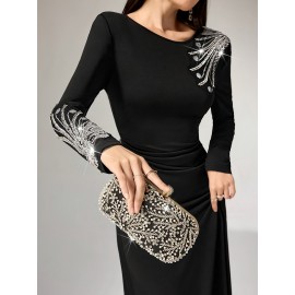 Plus Size - Plus Size, Women'S Elegant Formal Evening Gown - Long Formal Party Dress with Sparkling Accent, Flattering Fit for Weddings, Galas, Proms - Plus Size Friendly Luxury Event Attire