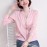 Elegant V-Neck Long Solid Color Cardigan for Women - Chic Non-Stretch Fabric, Perfect for All Seasons, Stylish Pink Blazer with Ribbed Cuffs and Hem